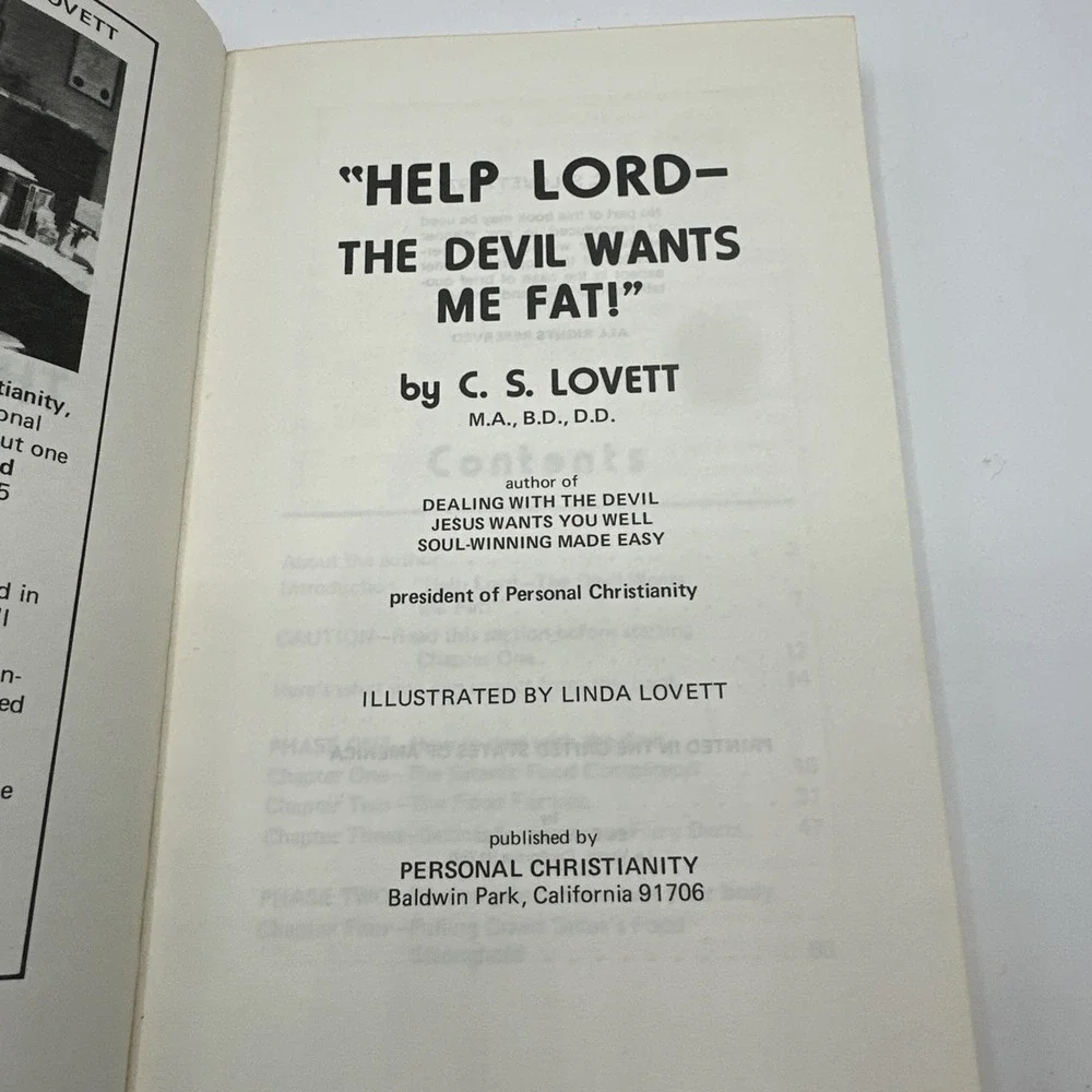 C.S Lovett Help Lord The Devil Wants Me Fat Book Softcover 1977
